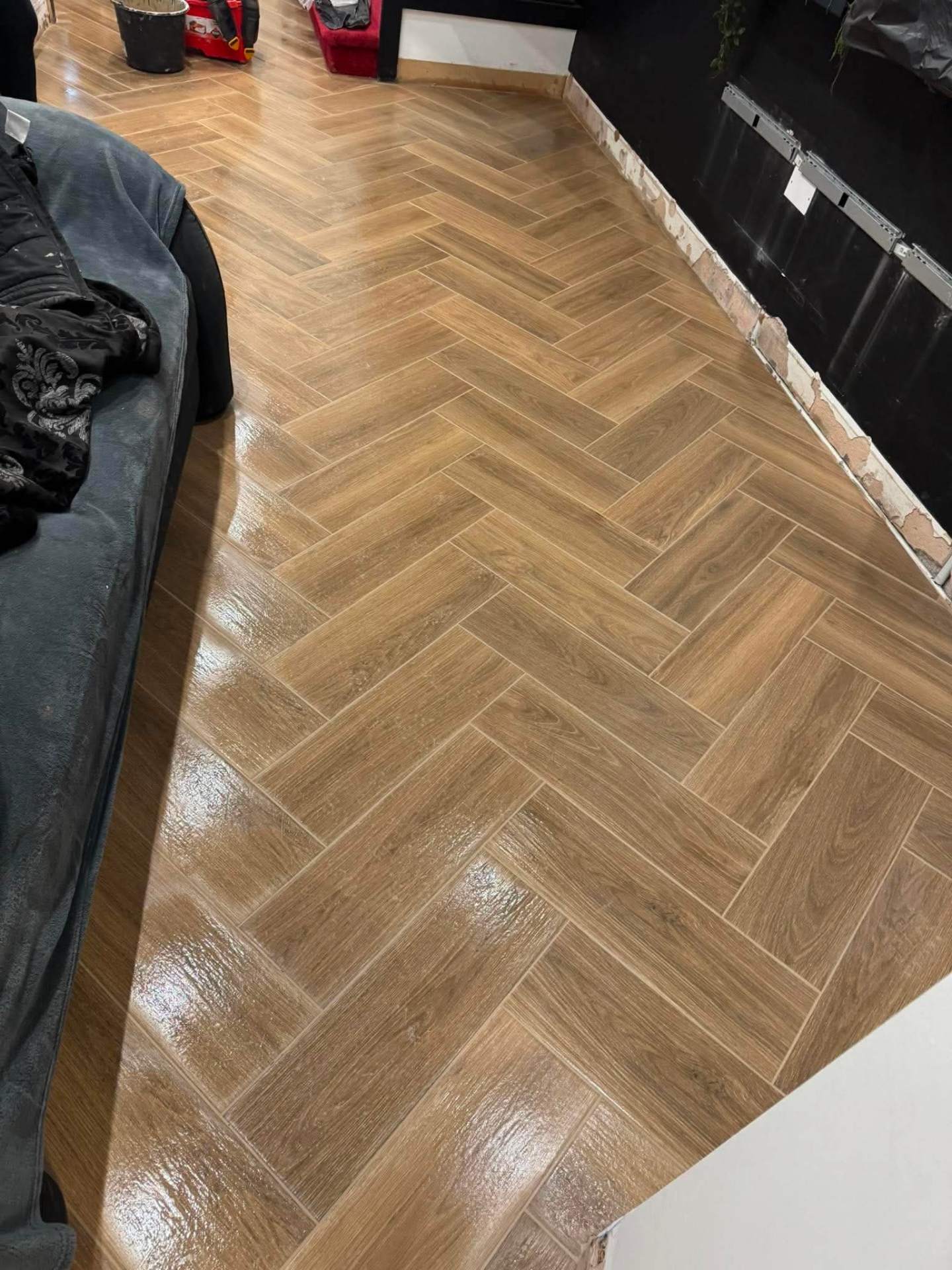 Finished herringbone — close to skirting
