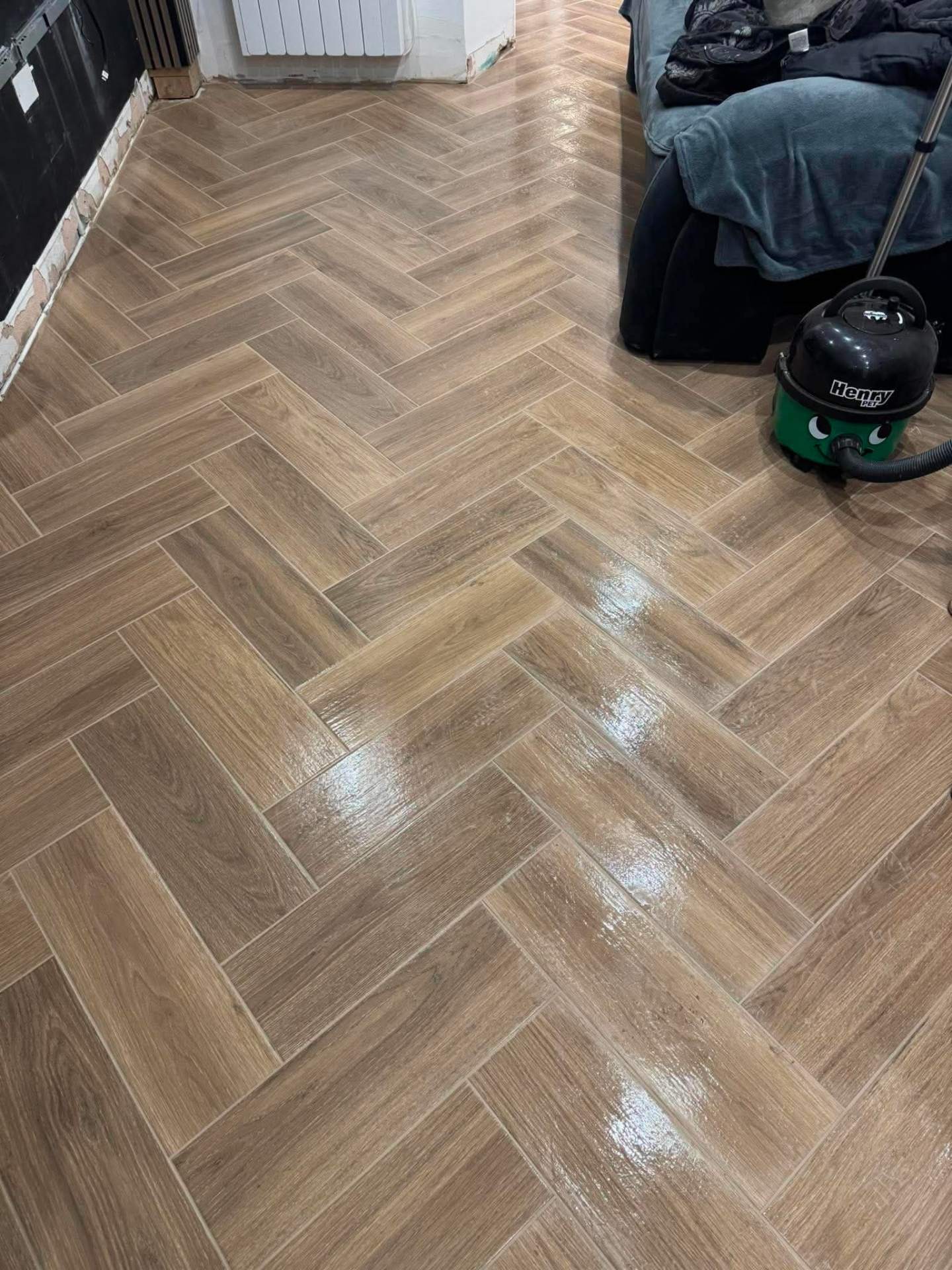 Finished herringbone — clear floor view